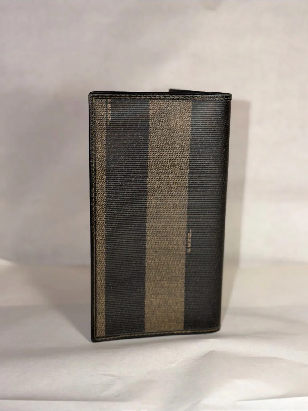 Fendi Brown and Black Vertical Stripe Long Wallet